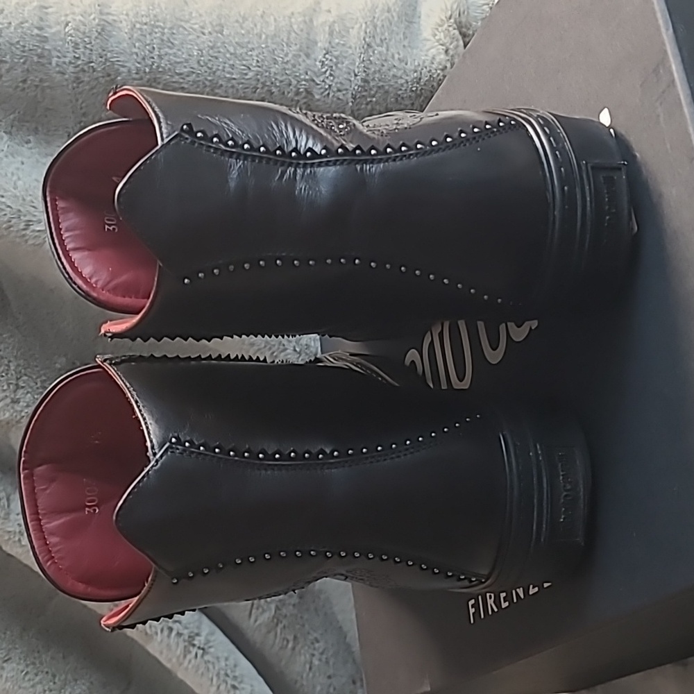 Roberto Cavalli Nero Leather Half Boot Mens 11.5 - Picture 3 of 12